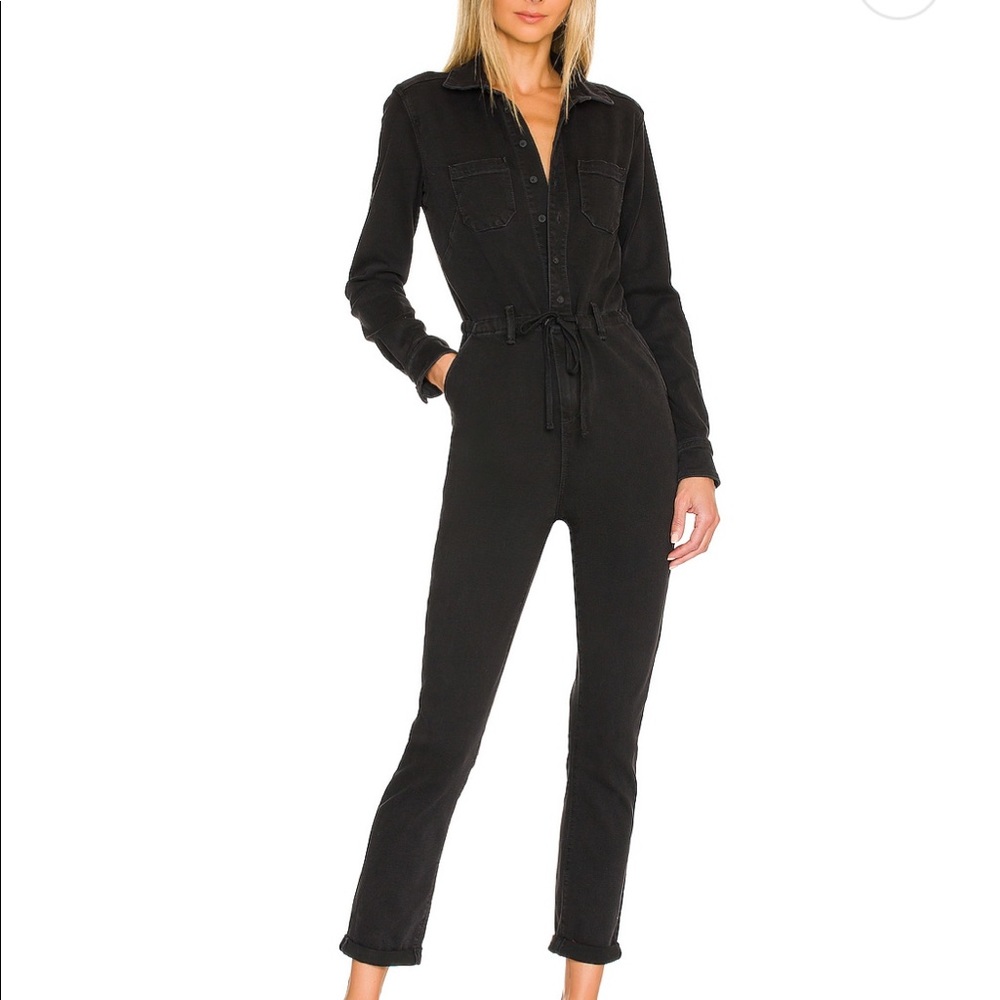 PAIGE Christy Long Sleeve Jumpsuit, Dreamy Black, size 2